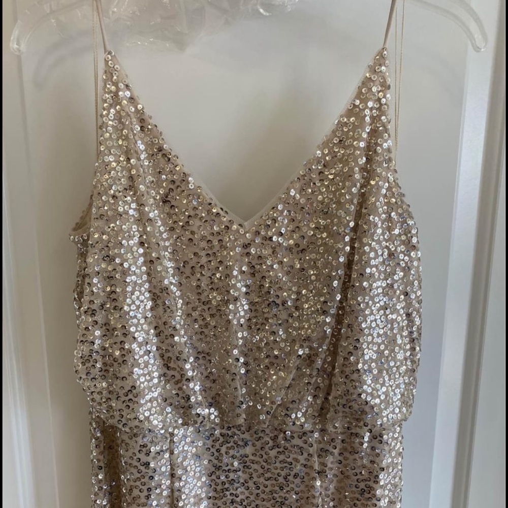 Adrianna papell sequin gold dress